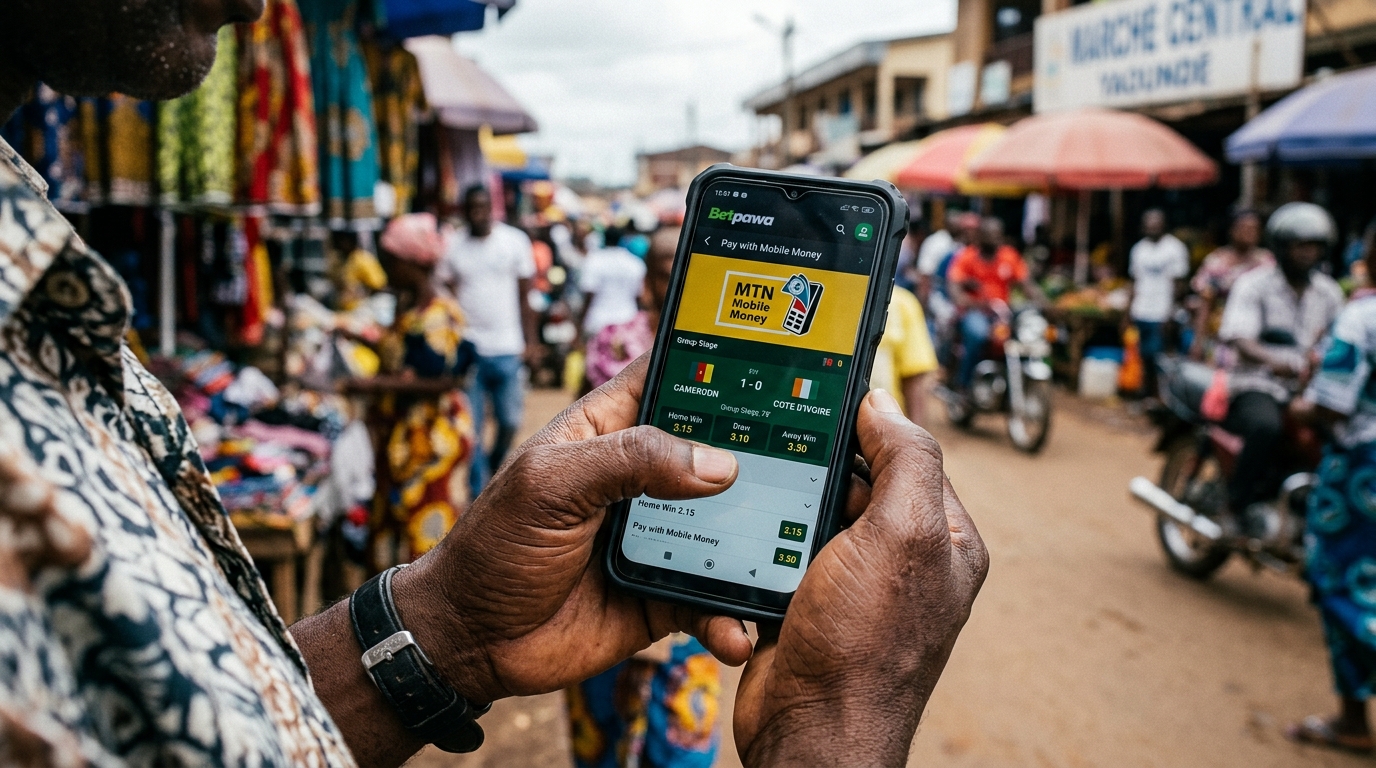 Pari mobile sur smartphone avec MTN Mobile Money au Cameroun